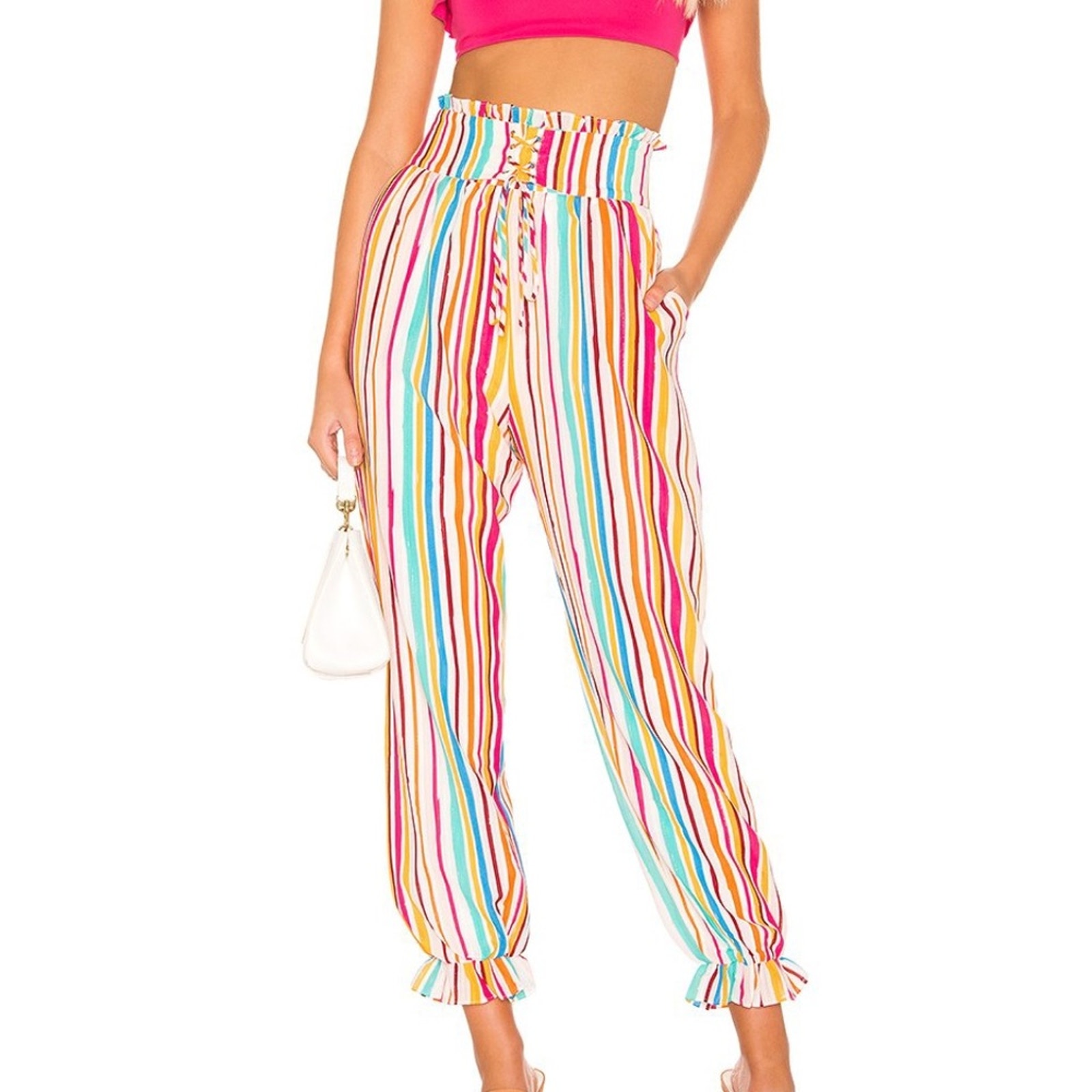 Tularosa Rainbow Stripe Quinn Pants Size Xs Nwt
